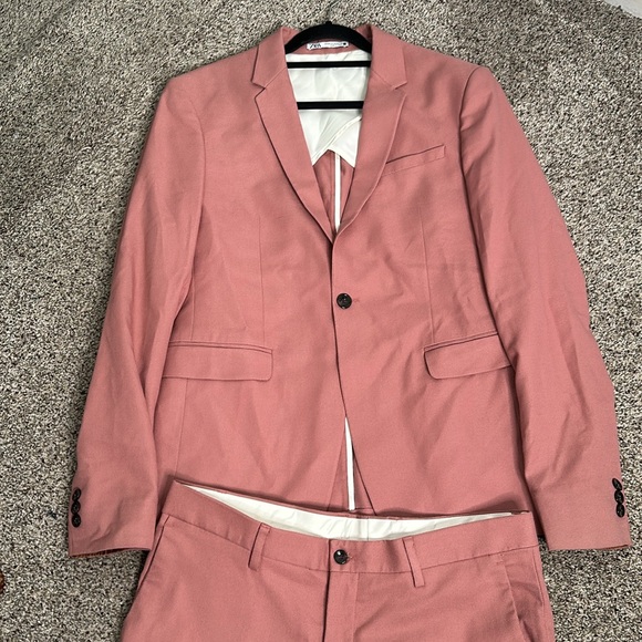 Zara dusty rose wedding pantsuit size 40 blazer 32 pant - Picture 13 of 16